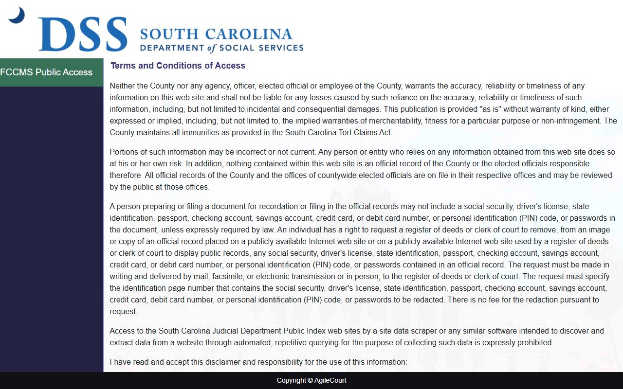 Orangeburg County arrest records and court charges Family Court portal