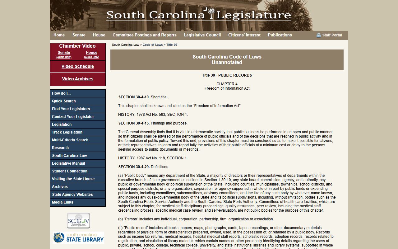 Orangeburg County court records South Carolina Freedom of Information Act
