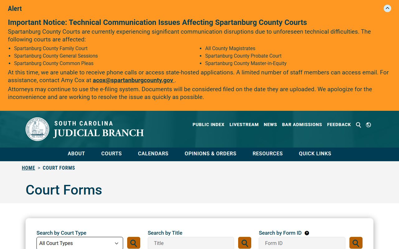 Orangeburg County court records statewide court forms search