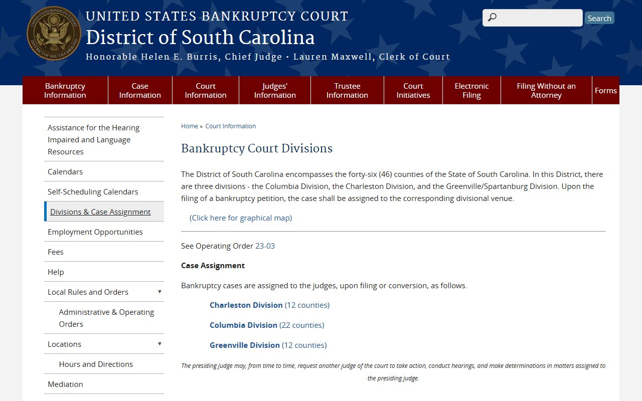 Orangeburg County Circuit Court bankruptcy division assignment