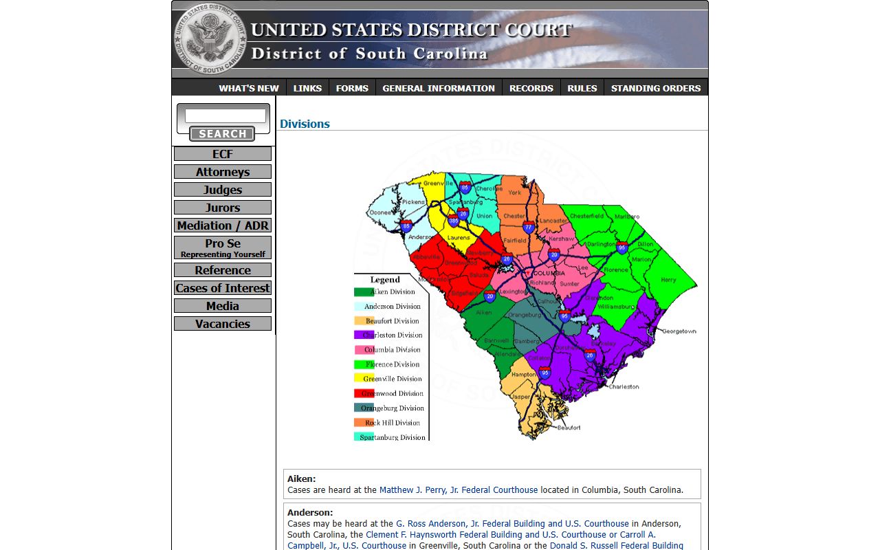 Orangeburg County Circuit Court federal division table
