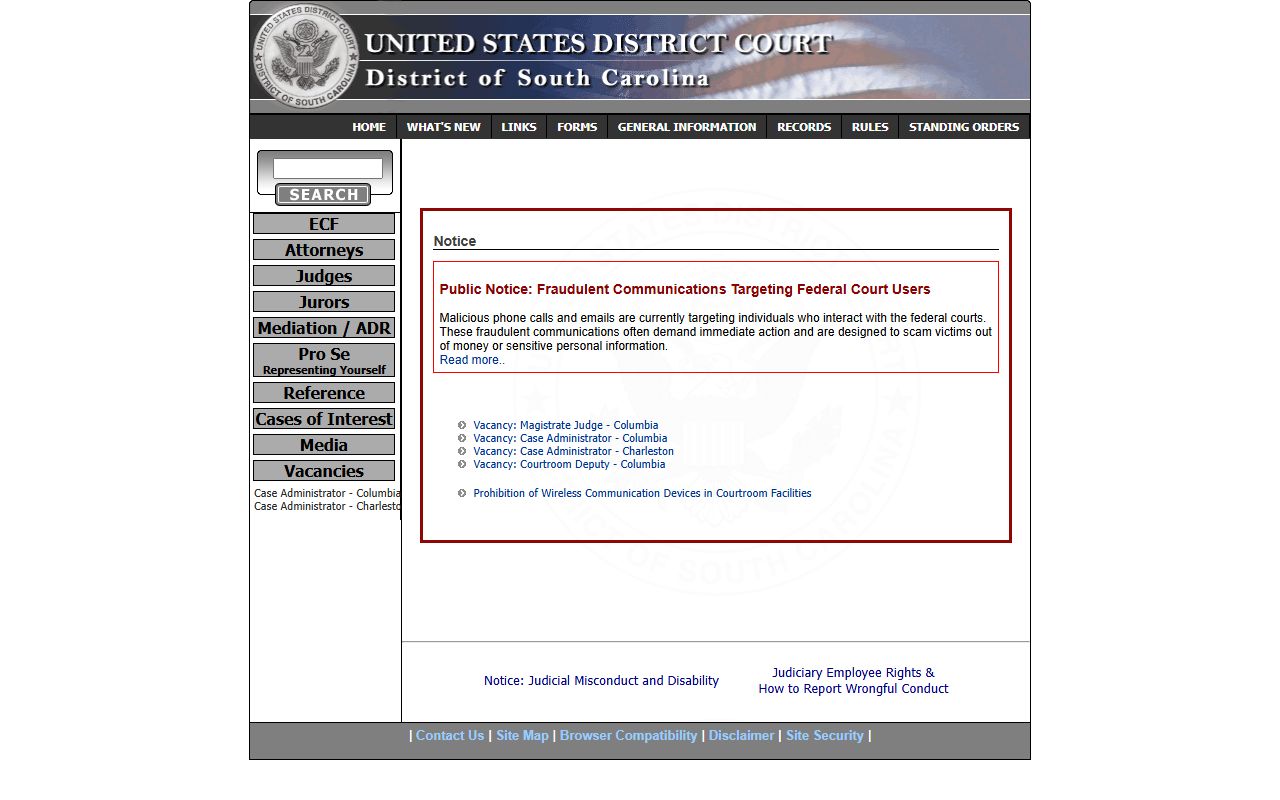 Orangeburg County Circuit Court federal district court distinction