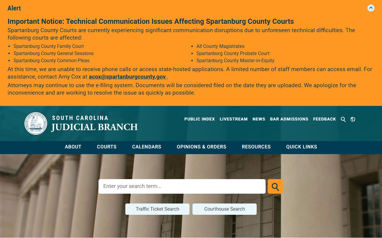Orangeburg County Court records South Carolina Judicial Branch search