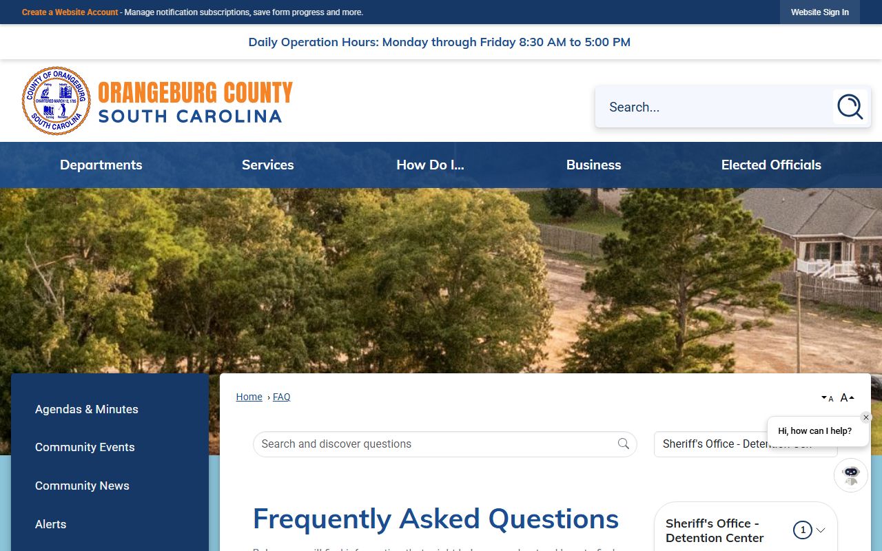 Orangeburg County inmate search detention center FAQ