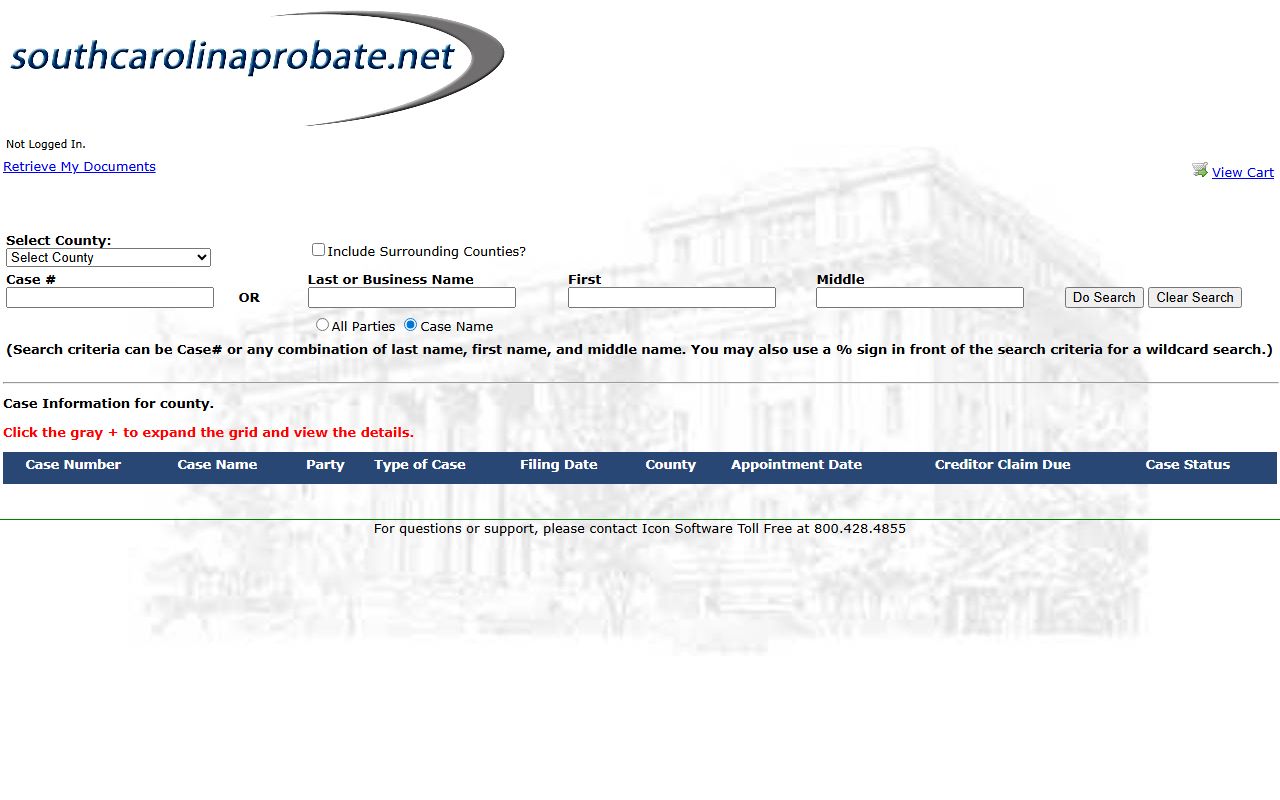 Orangeburg County Probate Court records search portal