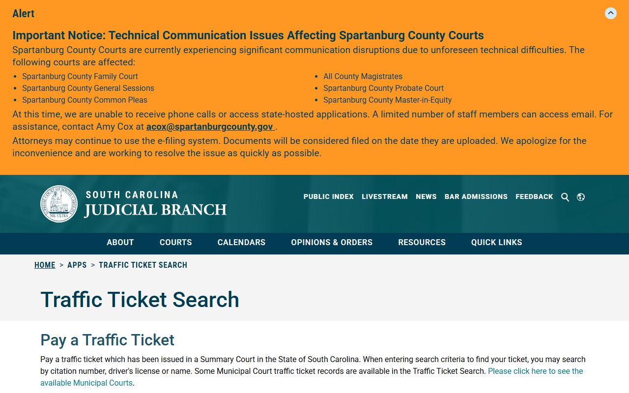 Orangeburg County traffic court records Traffic Ticket Search